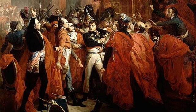 Napoleón da el golpe de Estado del 18 de brumario y acaba con el Directorio