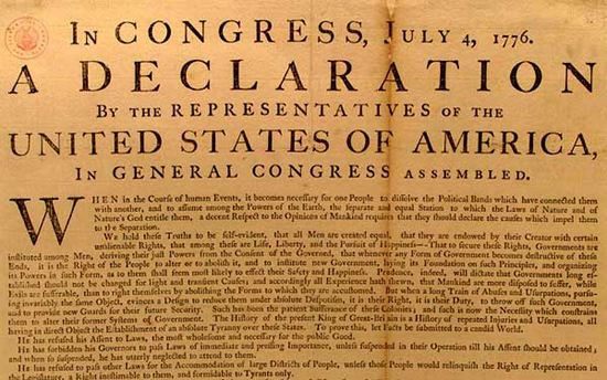 Declaración de Independencia de las 13 colonias americanas