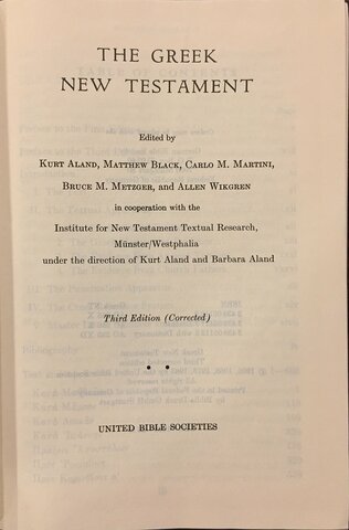 ｛希臘文｝聯合聖經公會《希臘文新約聖經》第三修訂版（UBS, Greek New Testament Third Correction Edition；簡稱GNT3c）