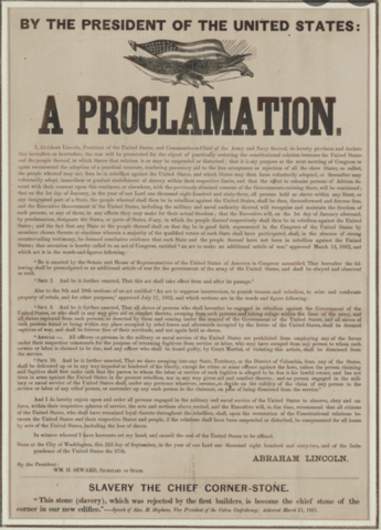 Lincoln Formally Addresses the Emancipation Proclamation.