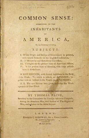 Thomas Paine's Common Sense is published