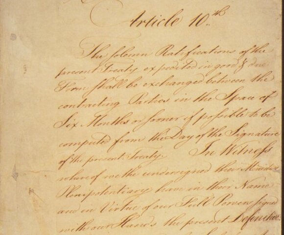 Tratado de París establece la independencia de los Estados Unidos