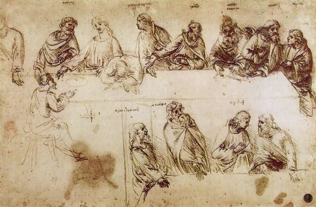 Leonardo da Vinci draws The Last Supper