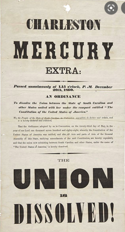 South Carolina secedes from the United States