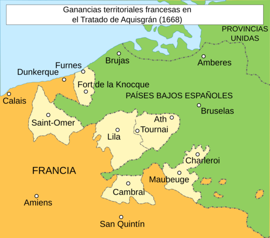 1ª Guerra contra Francia. Paz de Aquisgrán. Se reconoce la independencia de Portugal