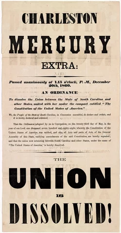 South Carolina secedes from the United States