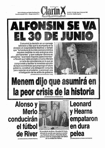 Alfonsín renuncia tras perder las elecciones