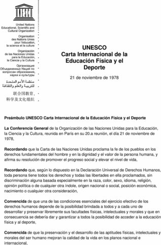 (UNESCO) Carta de la educación Física y el Deporte