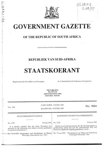 The prohibition of mixed marriges/ immortality acts