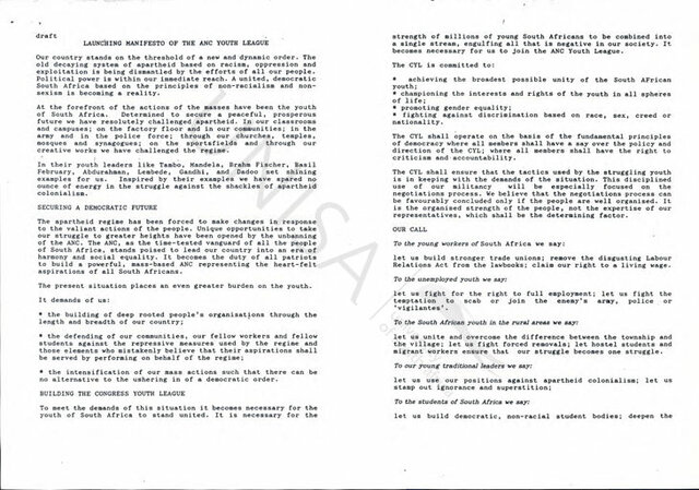 ANC Youth League Manifesto