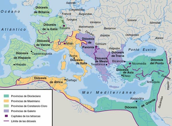 Inicio de las tetrarquías ca. 285