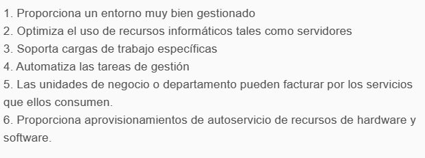 Características de una nube privada