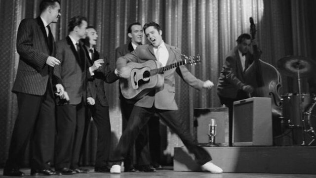 Elvis Presley plays on the "Ed Sullivan Show"