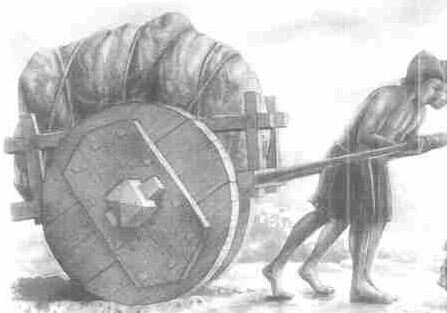 Carro rudimentario con ruedas