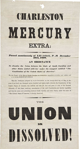 South Carolina secedes from the United States