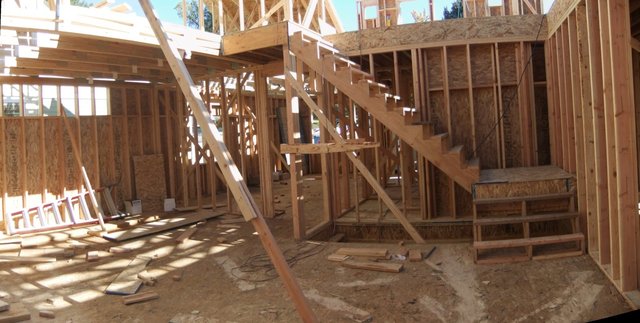 living room - looking at stairs & kitchen area