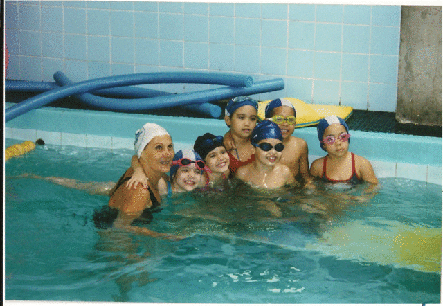 Primeira aula de natação