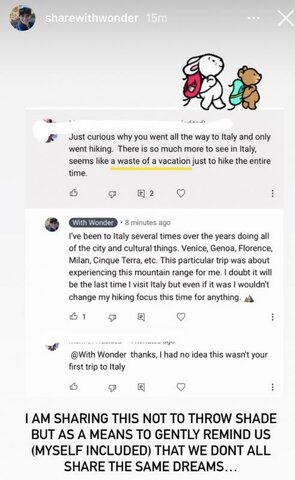 *Starts drama on IG because YouTube is bored of watching her hike in Italy