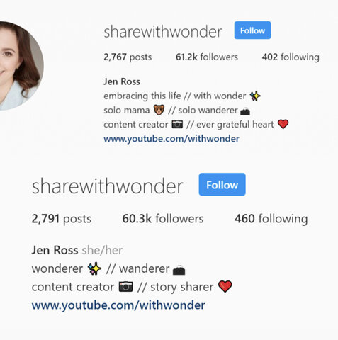 *Removes “solo mama” from IG profile