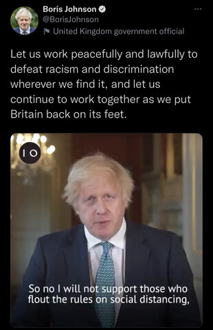 Boris Johnson claimed the UK isn’t racist