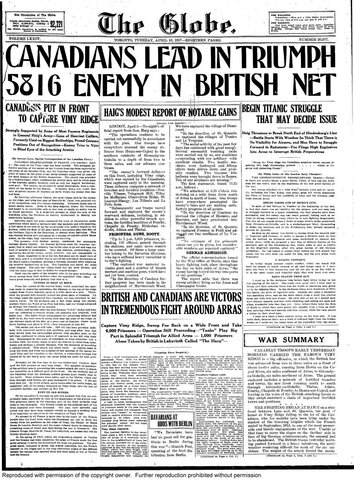 The Battle of Vimy Ridge - [Political]