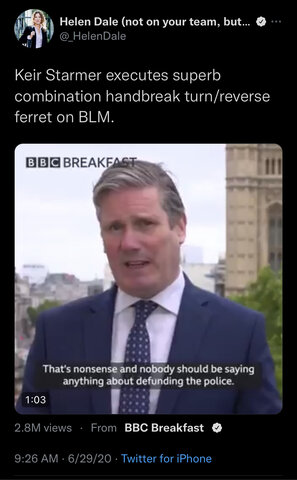 Keir Starmer calls idea of defunding the police “absurd’