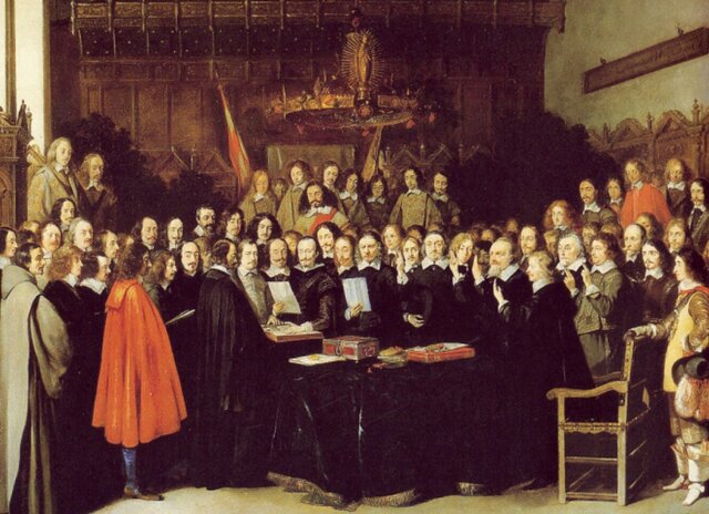 Se firma el Tratado de Westfalia, independencia de las Provincias Unidas de los Países  Bajos. España conserva Flandes