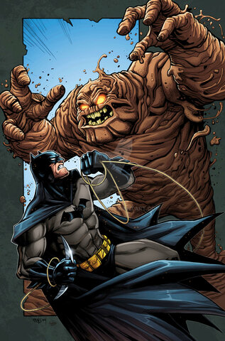 Batman fights Clayface.