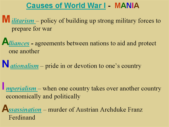 causes of world war 1