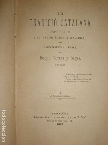 La tradició catalana, Josep Torras i Bages