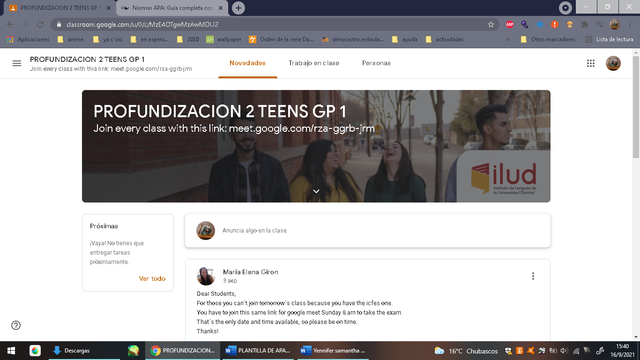Cuando me inscribí a clases de inglés:
