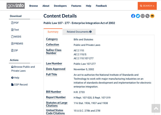 U.S. Manufacturing Enterprise integration act