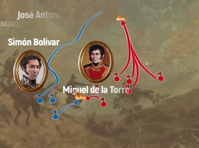 Simón Bolívar derrota a Miguel de la Torre