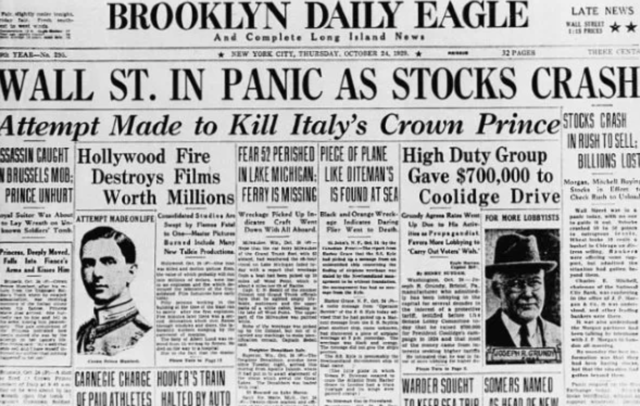Stock market crash and start of the Great Depression