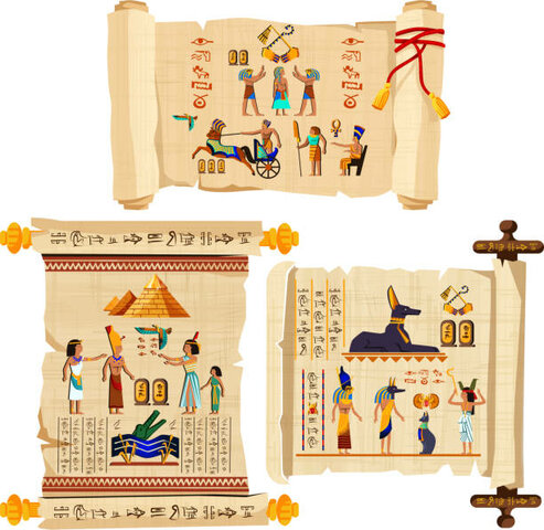 Hieroglyphics and papyrus in Egypt