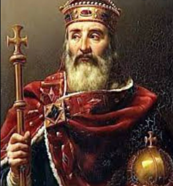 La coronació de l’emperador franc Carlemany, que va intentar reunir de nou l’Imperi Romà