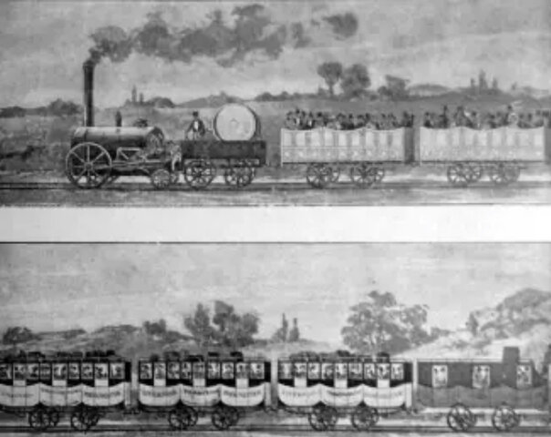 1a línea de ferrocarril de pasajeros entre Manchester y Liverpool