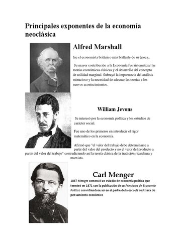 CARL MENGER - ALFRED MARSHALL - WILLIAM S. JEVONS