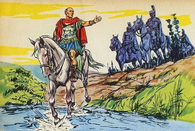 Cesare va a Roma con l'esercito