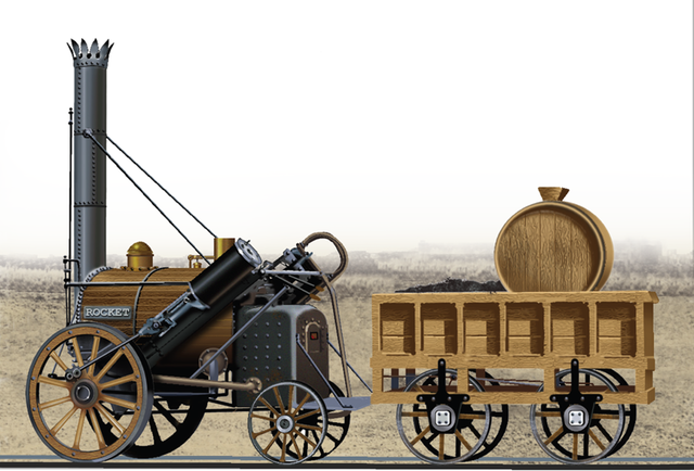 Locomotora de George y Robert Stephenson para el traslado de mercancías.