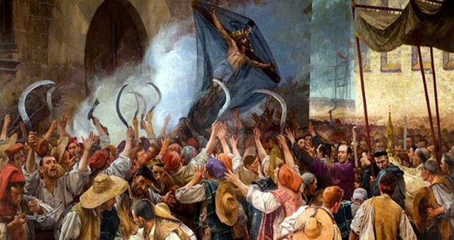 Levantamientos en Cataluña, (Corpus de Sangre), comienza la guerra de Cataluña. Rebelión en Portugal