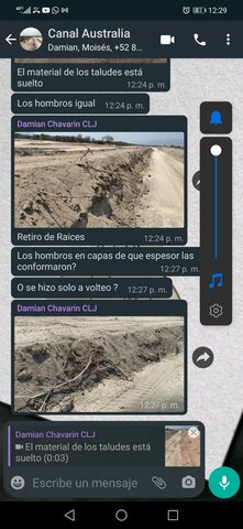 El ing Damian comenta que los terraplenes están ''sueltos'', se le informa que debido a las caracteristicas del material de excavacion autorizado, ese material no es apto para terraplen.