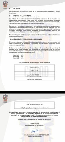 se entregan resultados del diseño de mezcla