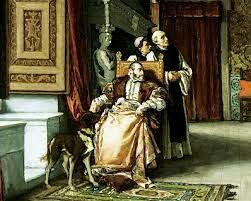 CARLOS I ABDICA EN SU HIJO FELIPE Y EN SU HERMANO FERNANDO. SE RETIRA AL MONASTERIO DE YUSTE, DONDE MUERE EN 1558