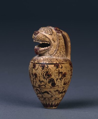 Aryballos Macmillan con testa di leone