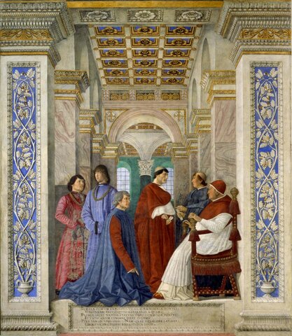 Melozzo da Forli - Sixto IV nombra a Bartolomeo Platina