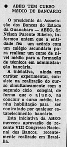 Parceria da ABEG para criação de curso de nível médio de bancário