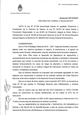 Resolución CFE Nº 322/2017