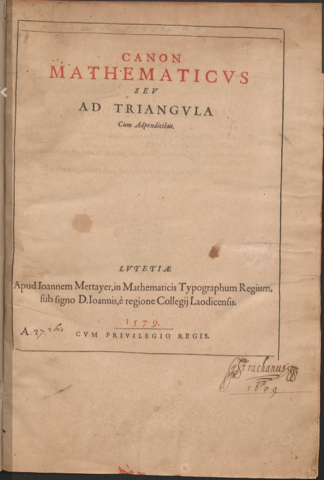 François Viète - Libro Canon Mathematicus