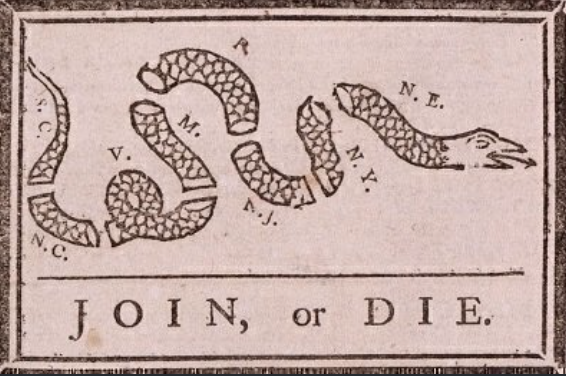 Ben Franklin Publishes the "Join Or Die" Cartoon